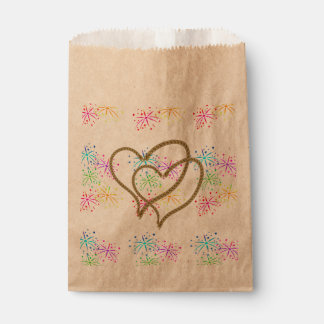 Intertwined hearts tangled rope romantic fireworks favour bags