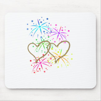 Intertwined hearts tangled rope romantic fireworks mouse pad