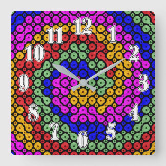 Intertwined Hues Abstract  Square Wall Clock