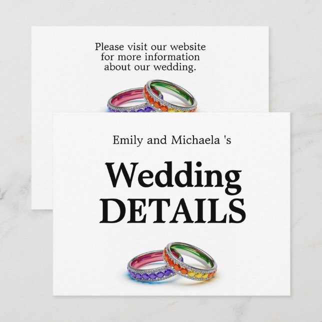 🌈 Intertwined in Pride – Online Wedding Details Enclosure Card (Front/Back)