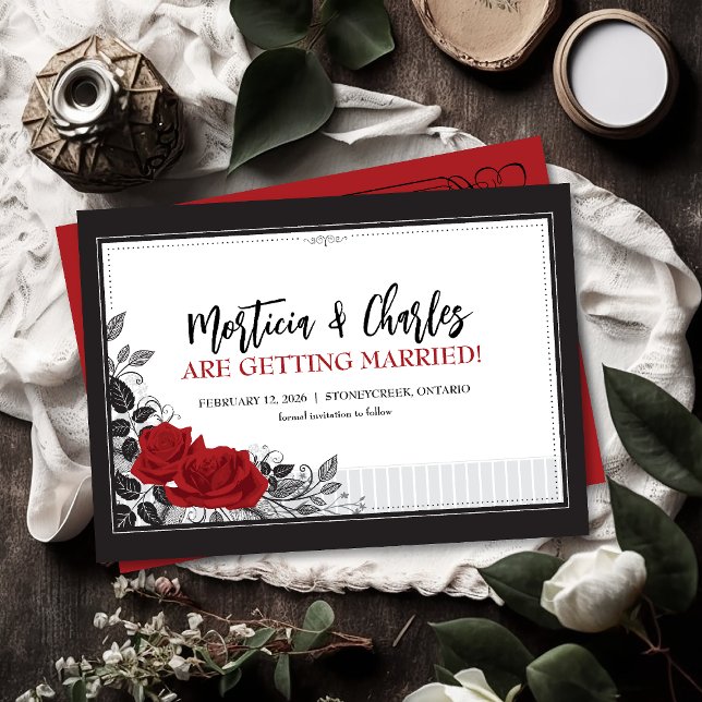 Intertwined Romantic Red Roses Save The Date Card (Creator Uploaded)