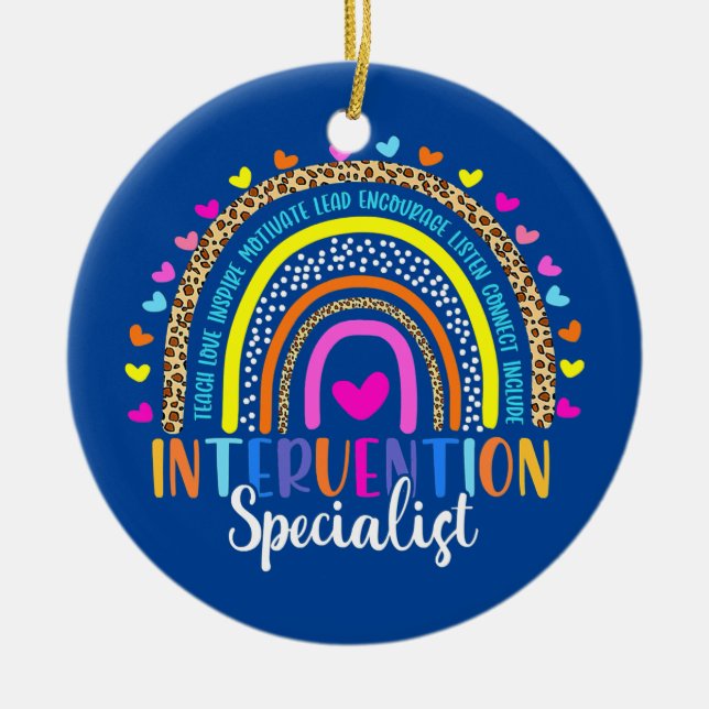 Intervention Specialist Rainbow Teacher Back To Ceramic Tree Decoration (Front)