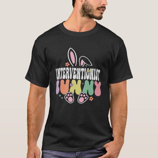 Interventionist Bunny Easter Day Groovy Family Mat T-Shirt (Front)