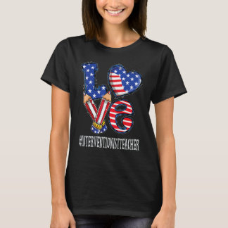 Interventionist Teacher Love Usa Flag Fireworks 4t T-Shirt