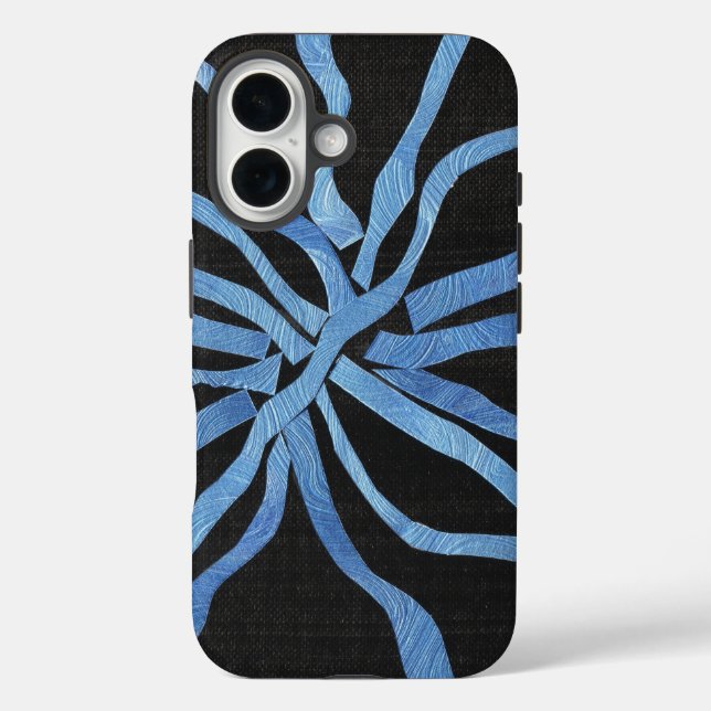 Interwoven Blue Strips Against Black Case-Mate iPhone Case (Back)