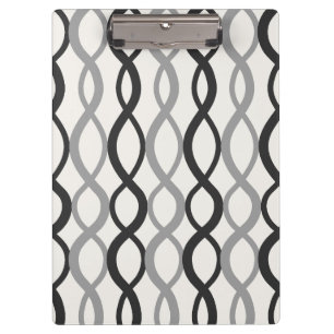 Interwoven Geometric Pattern Black Modern Office Clipboard