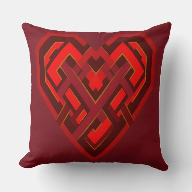 Interwoven Heart of Love – Modern Geometric Cushion (Front)