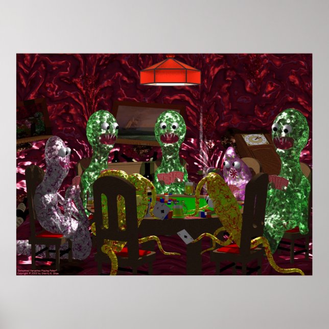 Intestinal Parasites Playing Poker Poster (Front)