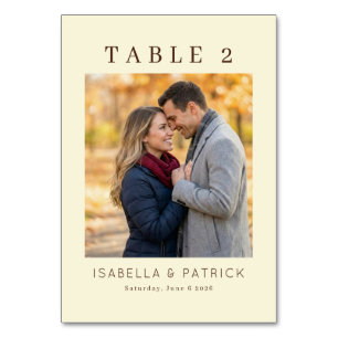 Intimate Beige Elegant Photo Table Number