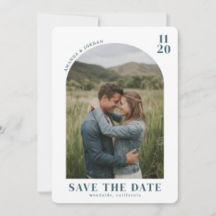 Intimate Blue Rustic Photo Save The Date