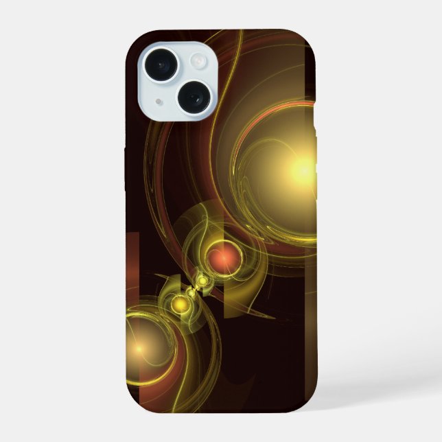 Intimate Connection Golden Energy Abstract Art iPhone 15 Case (Back)
