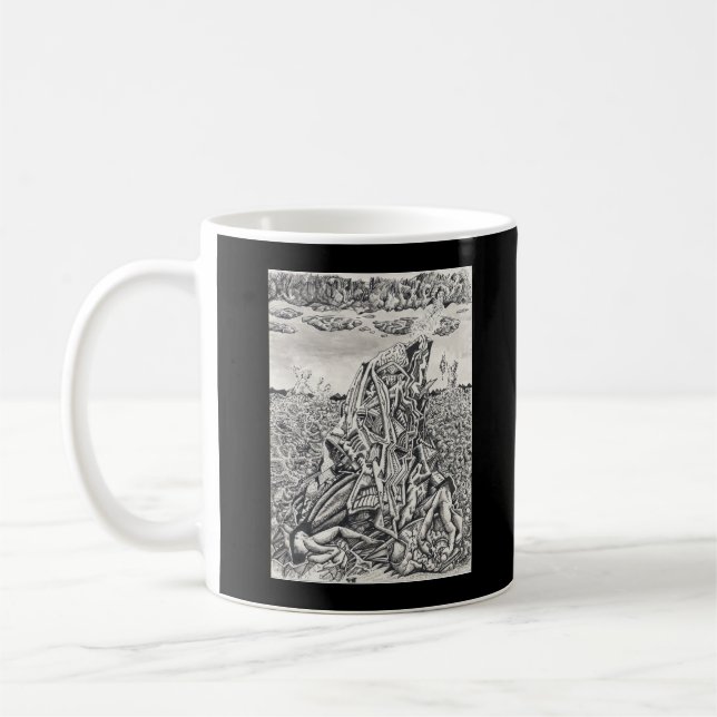 Intimidation, india ink drawing coffee mug (Left)