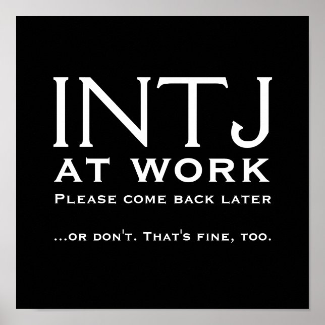 INTJ Myers-Briggs Independent Personality Type Poster (Front)
