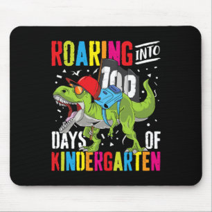 Into 100 Days Kindergarten Fun T Rex Dinosaur Boy Mouse Pad