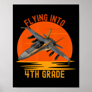 Into 4th Grade Boys Back To School Jet Graphic Poster