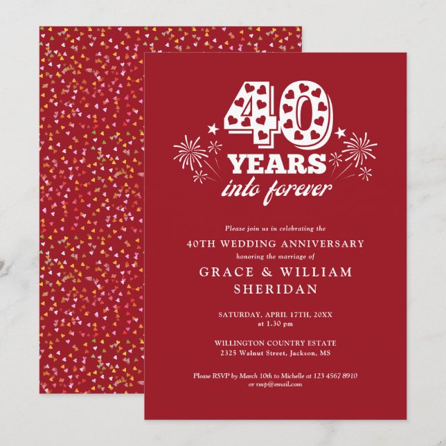 Into Forever 40th Wedding Anniversary Invitation (Front/Back)