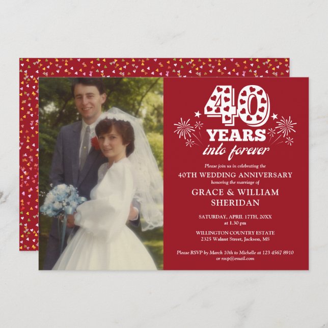 Into Forever 40th Wedding Anniversary Photo Invitation (Front/Back)