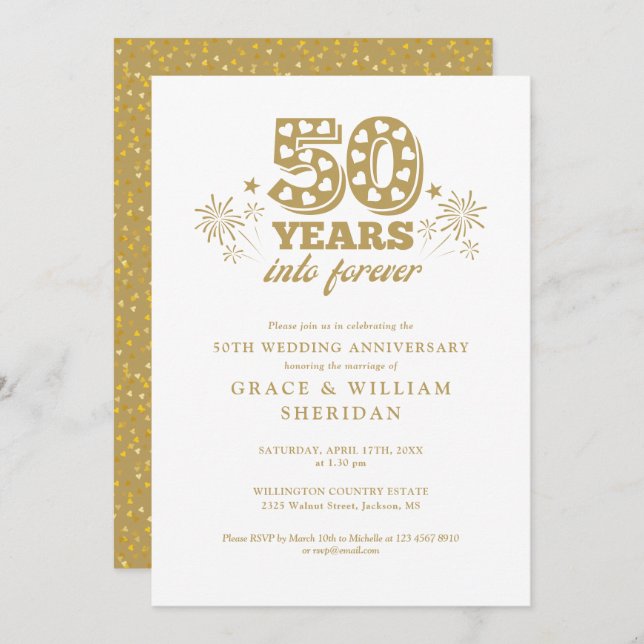 Into Forever 50th Wedding Anniversary Invitation (Front/Back)