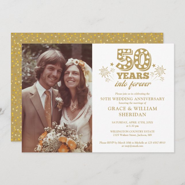 Into Forever 50th Wedding Anniversary Photo Invitation (Front/Back)