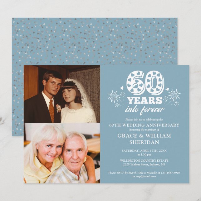 Into Forever 60th Wedding Anniversary 2 Photo Invitation (Front/Back)