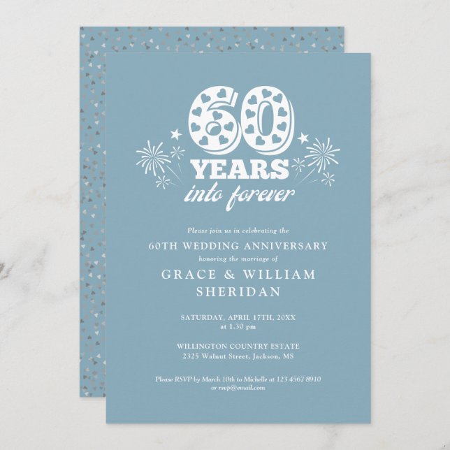 Into Forever 60th Wedding Anniversary Invitation (Front/Back)