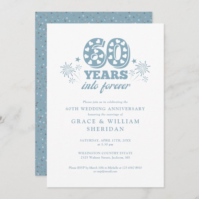 Into Forever 60th Wedding Anniversary Invitation (Front/Back)
