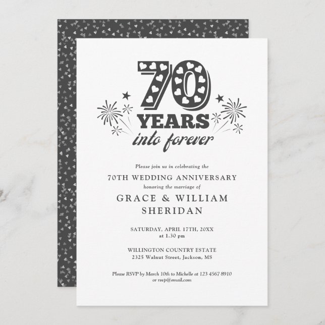 Into Forever 70th Wedding Anniversary Invitation (Front/Back)