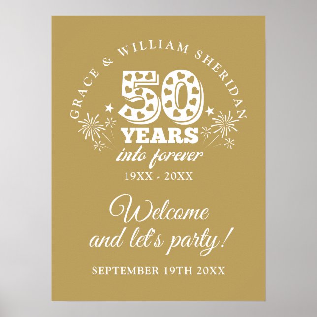 Into Forever Gold 50th Anniversary Welcome Sign (Front)