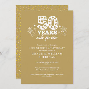 Into Forever Gold 50th Wedding Anniversary Invitation