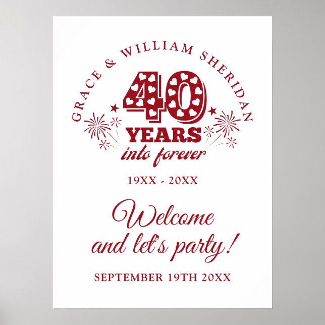 Into Forever Ruby 40th Anniversary Welcome Sign (Front)
