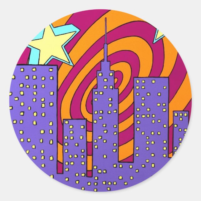 "Into the City" Classic Round Sticker (Front)