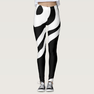Into the Deep: Abstract Black and White Leggings