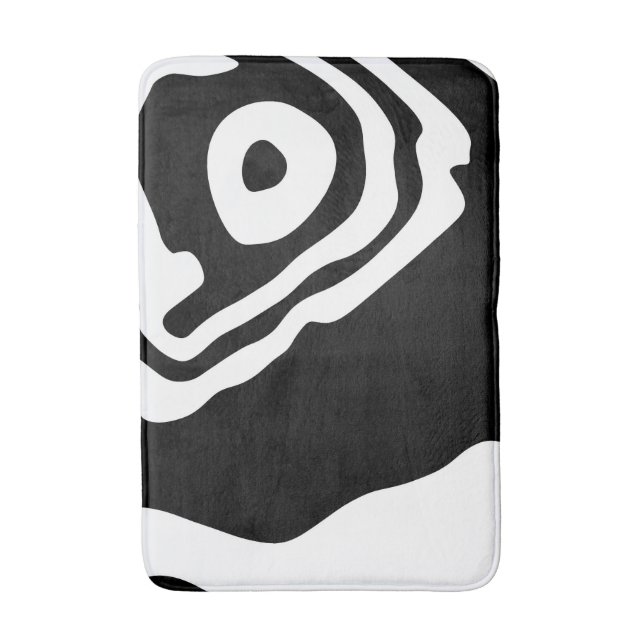Into the Deep: Abstract Black & White Bath Mat (Front Vertical)