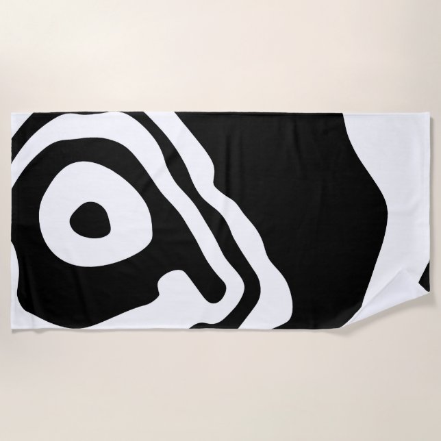 Into the Deep: Abstract Black & White Beach Towel (Front)