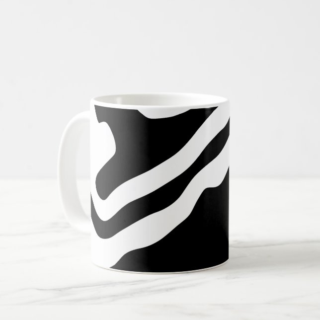 Into the Deep: Abstract Black & White Coffee Mug (Front Left)