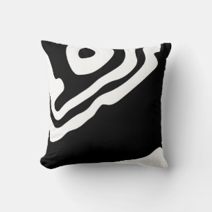 Into the Deep: Abstract Black & White Cushion