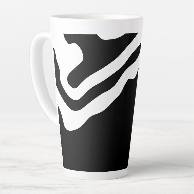 Into the Deep: Abstract Black & White Latte Mug (Left Angle)