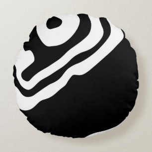 Into the Deep: Abstract Black & White Round Cushion