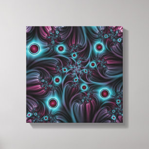 Into the Depth Blue Pink Abstract Fractal Art Canvas Print