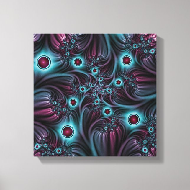 Into the Depth Blue Pink Abstract Fractal Art Canvas Print (Front)