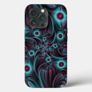 Into the Depth Blue Pink Abstract Fractal Art iPhone 13 Pro Case