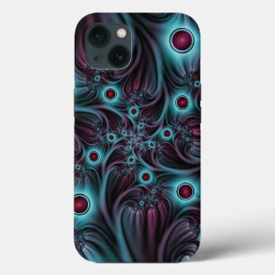 Into the Depth Blue Pink Abstract Fractal Art iPhone 13 Case