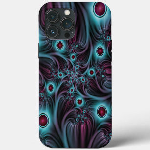 Into the Depth Blue Pink Abstract Fractal Art iPhone 13 Pro Max Case
