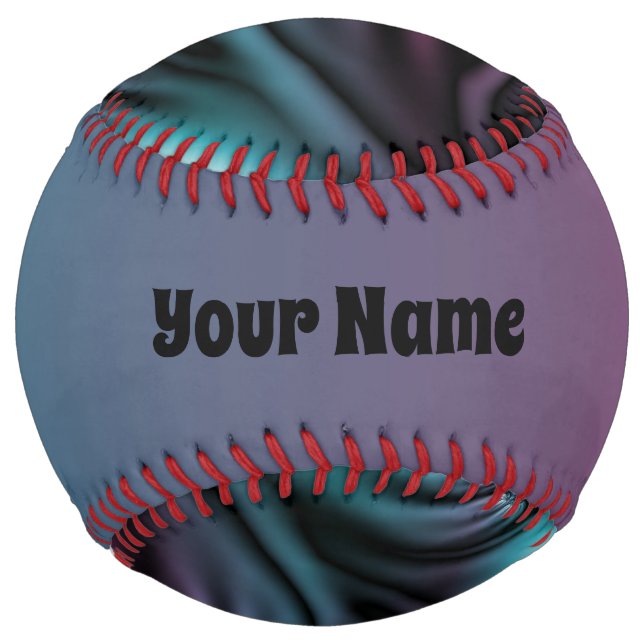 Into the Depth Blue Pink Abstract Fractal Art Name Softball (Front)