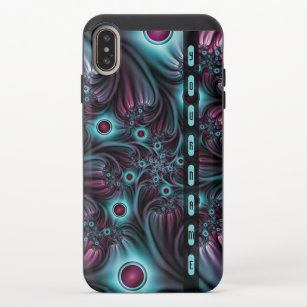 Into the Depth Blue Pink Abstract Fractal Art Name iPhone XS Max Slider Case