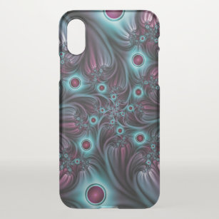 Into the Depth Blue Pink Abstract Fractal Art iPhone X Case