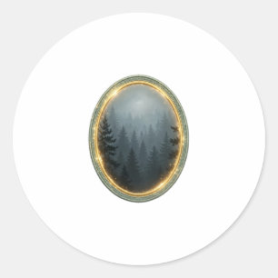 Into the Fog — Moody Pine Forest Classic Round Sticker