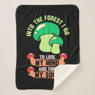 Into The Forest Mushroom Hunter Go Sherpa Blanket