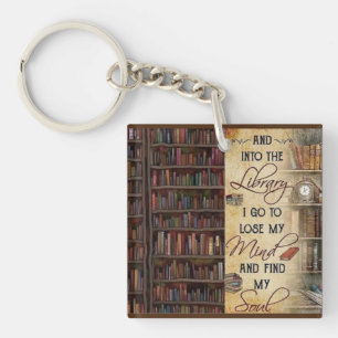 Into the Library I Go Key Ring