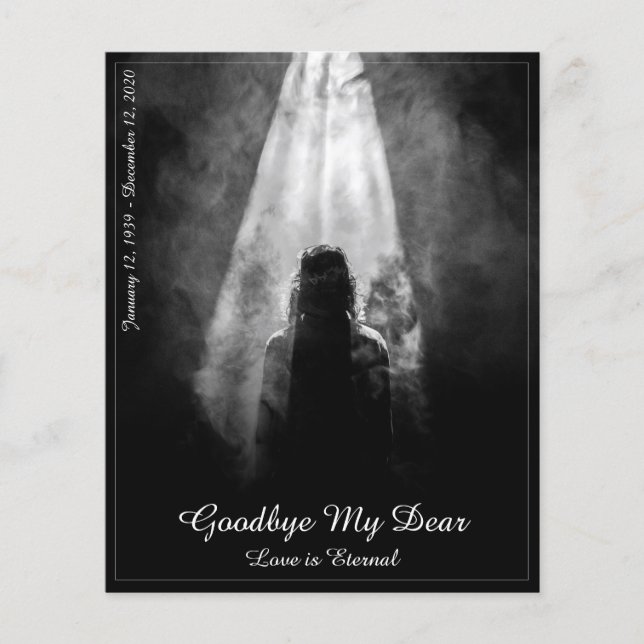 Into the Light - Goodbye My Dear Memorial Card (Front)